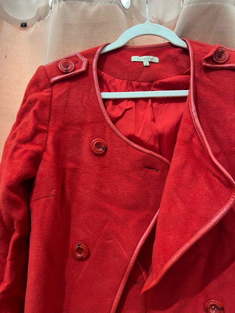 Red Long Coat (Category: Coats, Jackets and Outerwear) located in Manila. Submitted by blakeco (Listing ID 1249298947, Image 2). Description: Red Suede Coat - Super cute outfit for winter - Fits small to large.