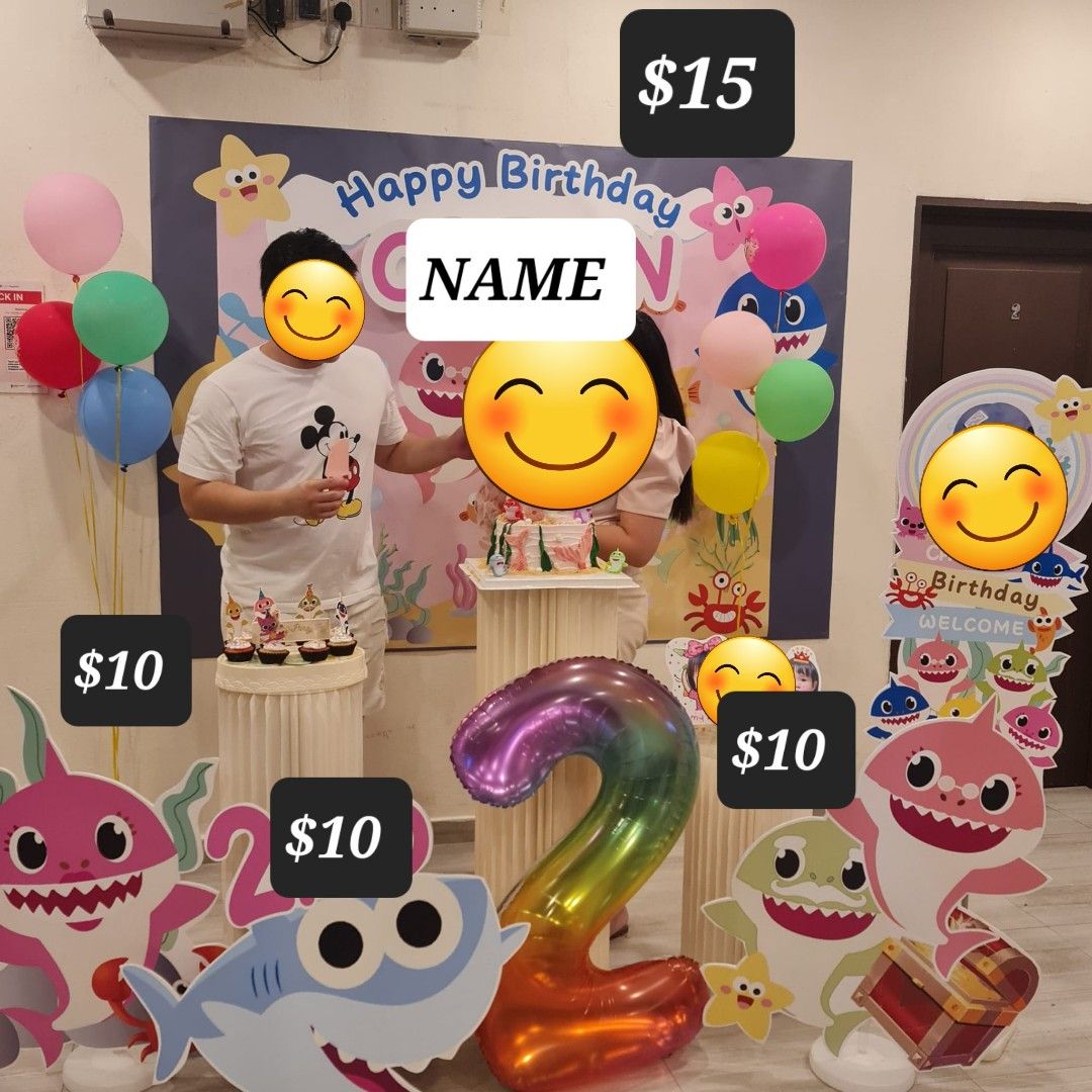 DIY Baby Shark birthday party Backdrop RENTAL, Hobbies & Toys