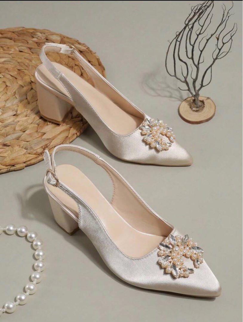Gold rhinestone chunky best sale heels