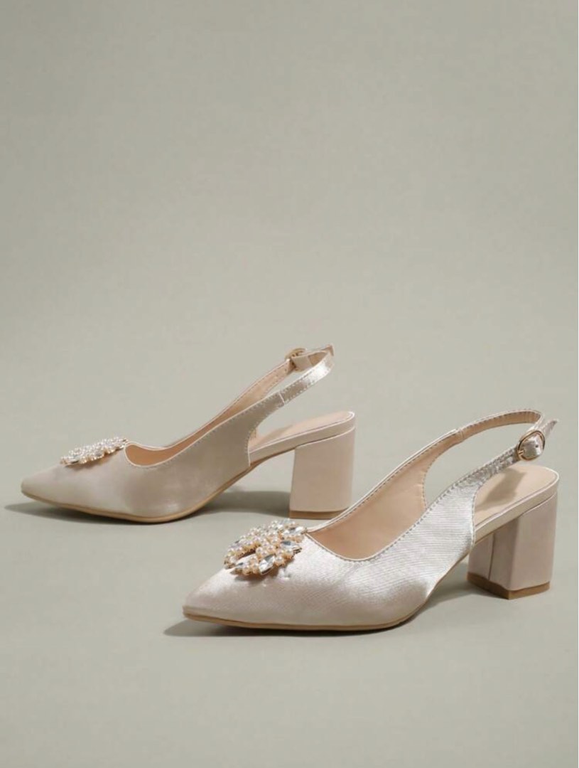 Gold rhinestone clearance chunky heels