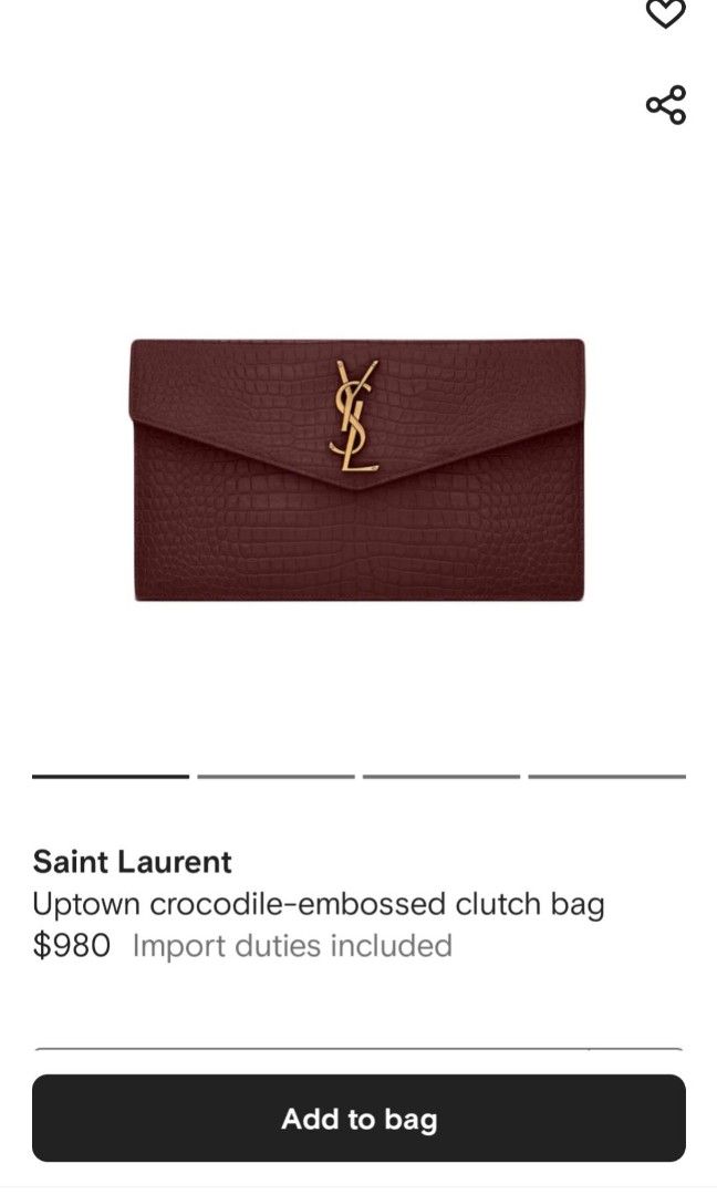 Ysl uptown clutch croc hot sale