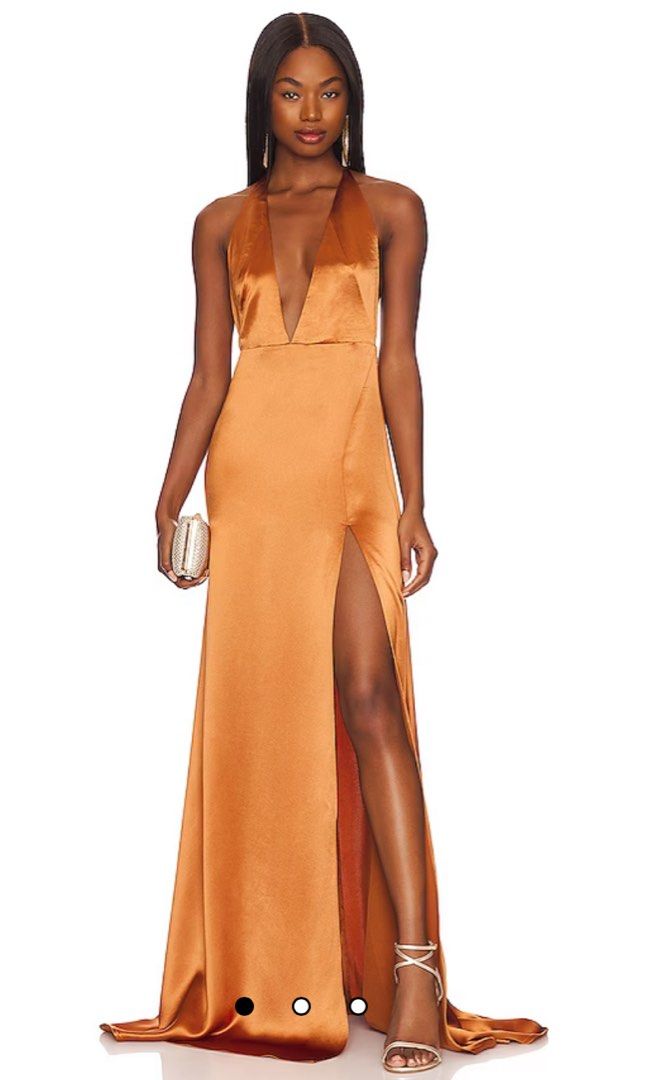Burnt orange store satin maxi dress
