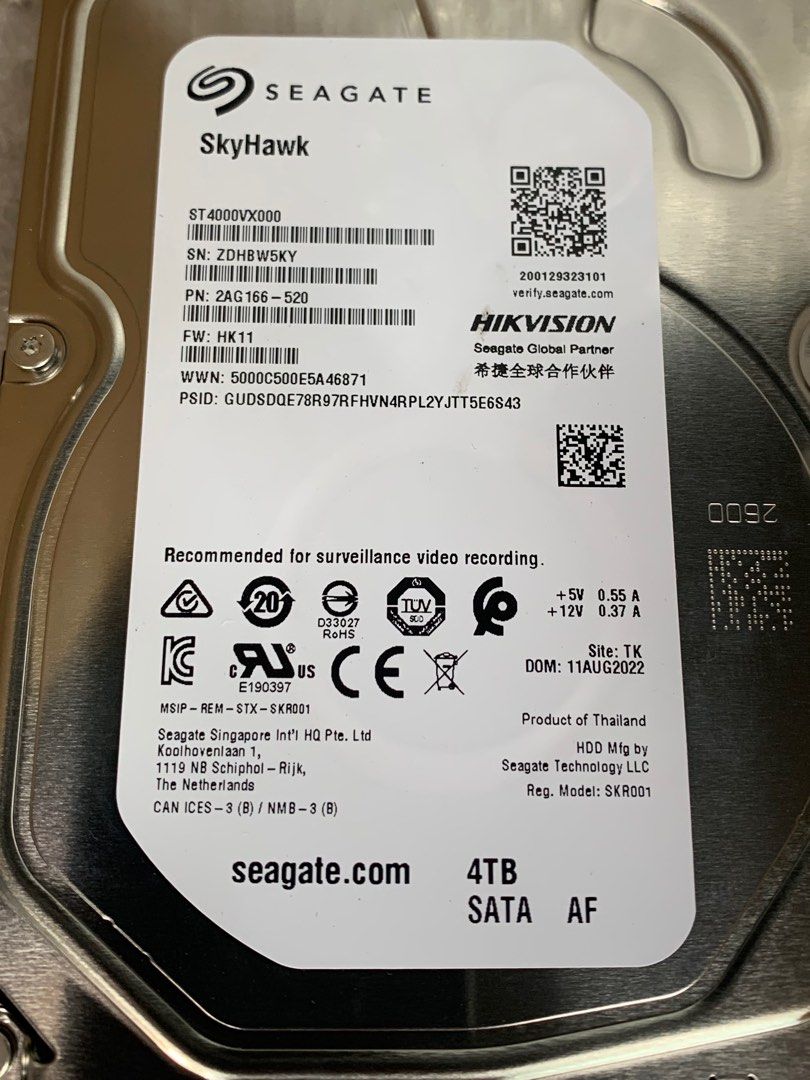 seagate hdd cctv sata hard drive 4TB sata, Computers & Tech, Parts