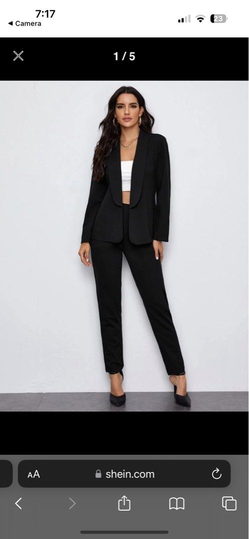 Shawl Neck Open Front Blazer & Pants Suit