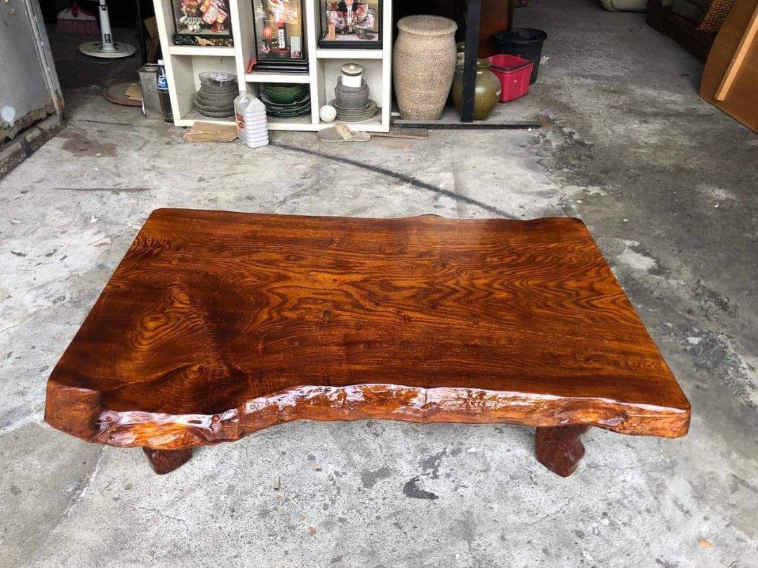 Solid wood heavy live edge slab center table, Furniture & Home Living, Furniture, Other Home