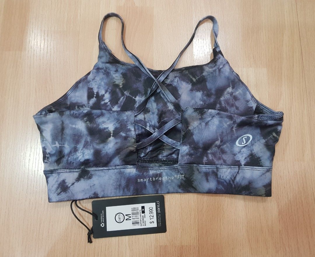 Spalding Sports Bra Bralette (Category: Activewear) located in Pasay City. Submitted by bbearyoon (Listing ID 1249335252, Image 2). Description: Spalding Medium on tag Has Padding Tape Measure (not sure if accurate): Underbust Band: 28in ++ stretchable Brand new with tag color: purpleish tiedye.