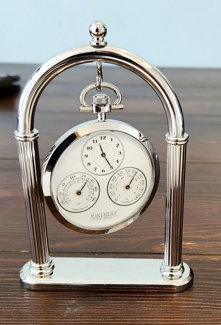 Stunning Jean Pierre Desk Clock with HygrometerThermometer and Stand