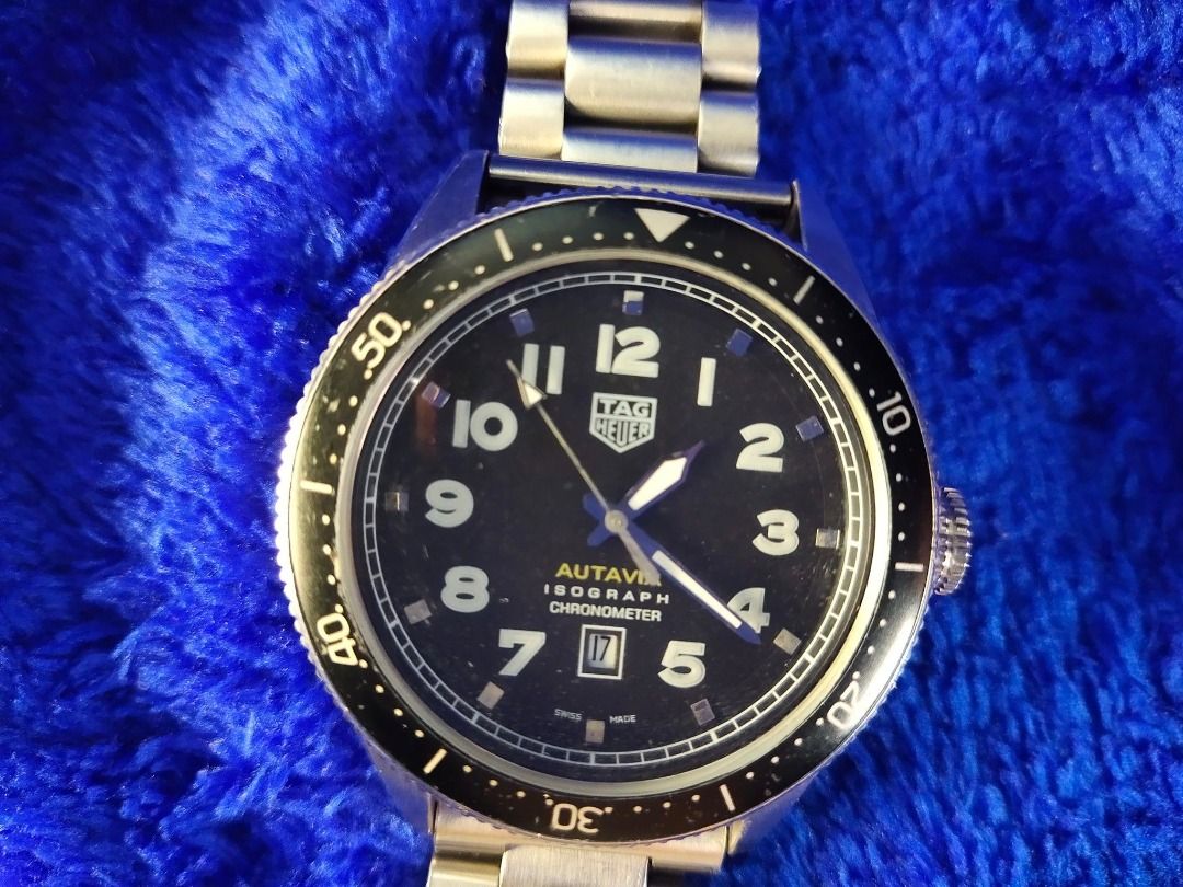 Tag Heuer Autavia Isograph Chronometer Date Stainless Steel Men s Watch Black Bezel 42mm Automatic