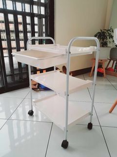 Trolley Cart 3 tier plastic and drawer with 4 wheels