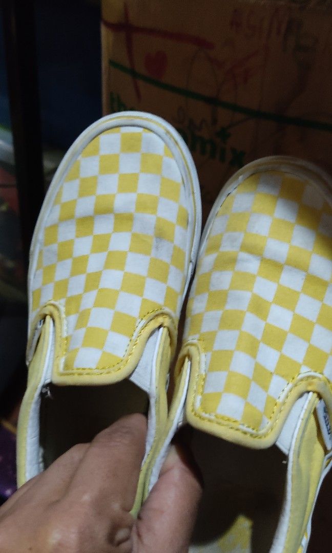 Yellow checkered vans kids best sale
