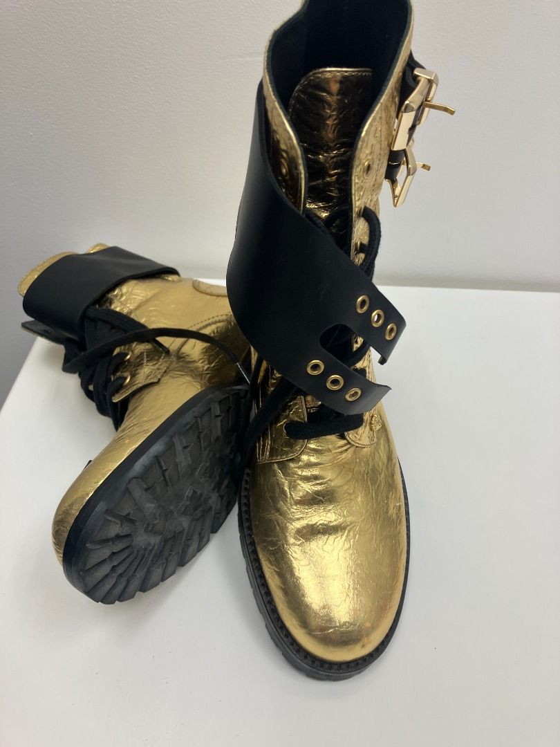 Versace black and gold boots clearance