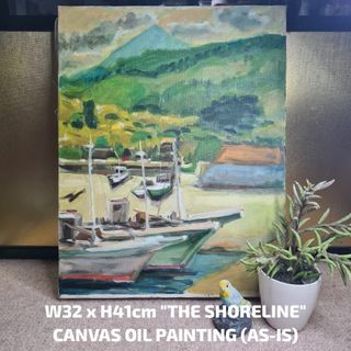 W32 x H41cm "THE SHORELINE" CANVAS OIL PAINTING (AS-IS)