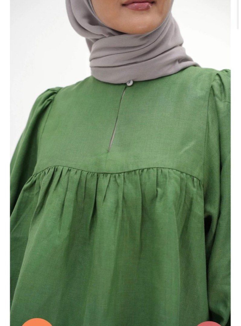 Green - Crew neck - Unlined - Modest Dress