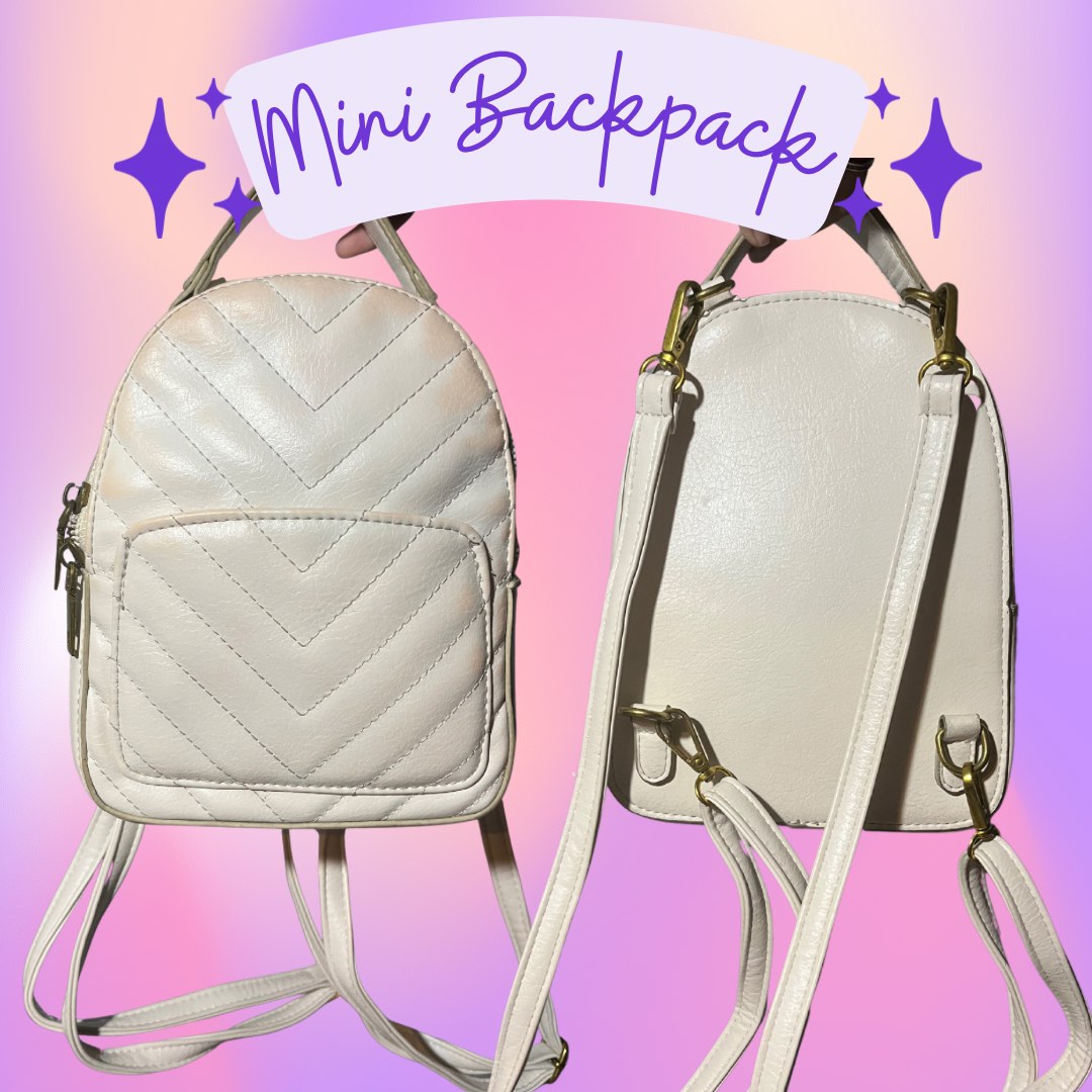 White Mini Backpack, Women's Fashion, Bags & Wallets, Backpacks on