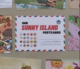 [WTT/WTS] Brand New Set Of 58 Our Sunny Island Postcards by 21 Local SG Artists/Illustrators. An initiative led by Xiao Pang Ge Ge w related  Pilot pen FOC.To Celebrate Sg's 58th birthday.