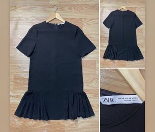 Zara black mini dress korean tennis skirt pleated pleats semi formal