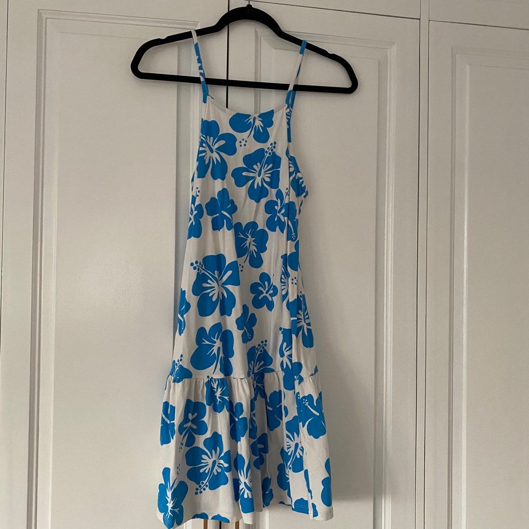 Zara Blue and White Floral Dress on Carousell