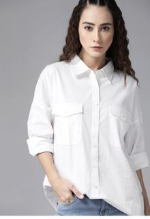 Zara white pocket long sleeve