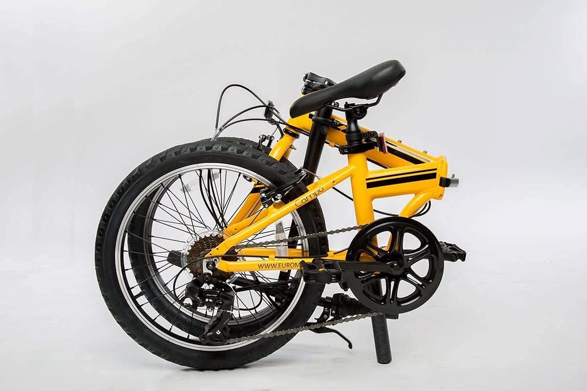 ZiZZO Campo 20 inch Folding Bike with 7 Speed Adjustable Stem Light Weight Aluminum Frame Yellow