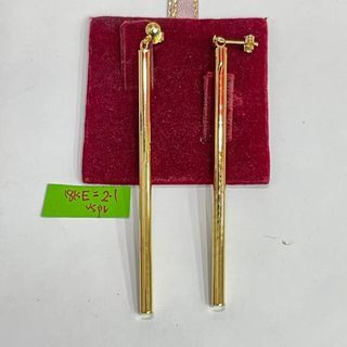 18K Saudi Gold dangling bar earrings
