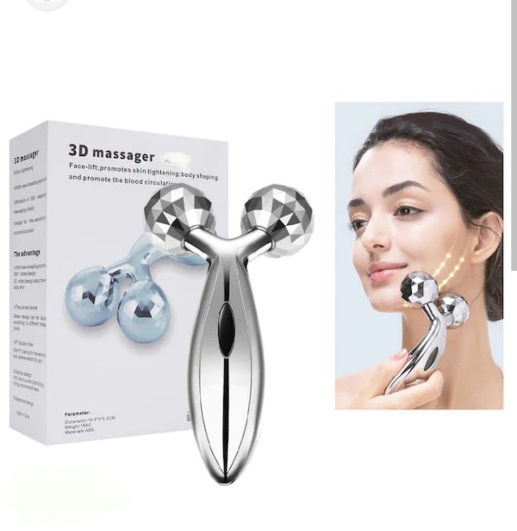 全新按摩器3D roller face Massager滾輪按摩儀瘦身瘦臉拉提器V面按摩棒(配合保濕防曬面霜卸妝水使用), 健康及營養食用品, 按摩 紓緩用品-