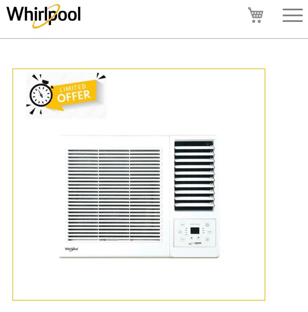 批發價全新行貨Whirlpool 惠而浦3/4匹R410A 變頻淨冷窗口式冷氣機AWV07000R, 家庭電器, 冷氣機及暖風機- Carousell