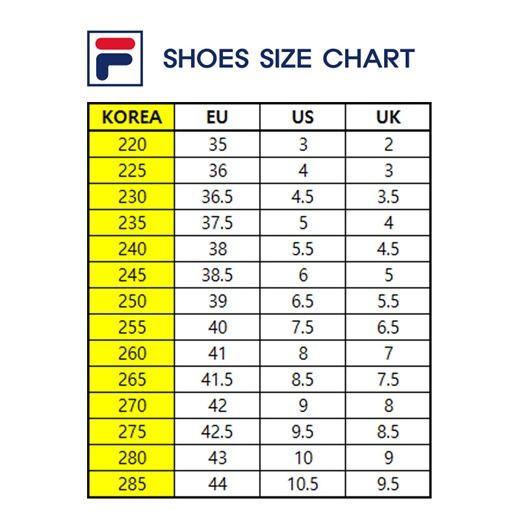 Fila trainers size guide shop