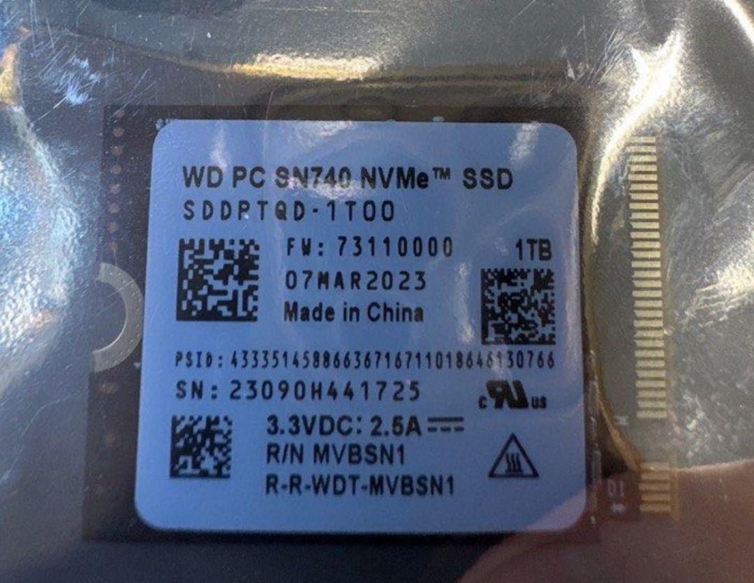 全新WD Western Digital SN740 1TB 2230 SSD 儲存裝置For ROG Ally