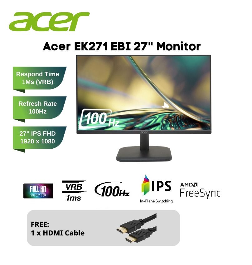 Acer EK271 Ebi 27"/ FHD / IPS / 100Hz / 1ms(VRB) AMD FreeSync Eye Safe