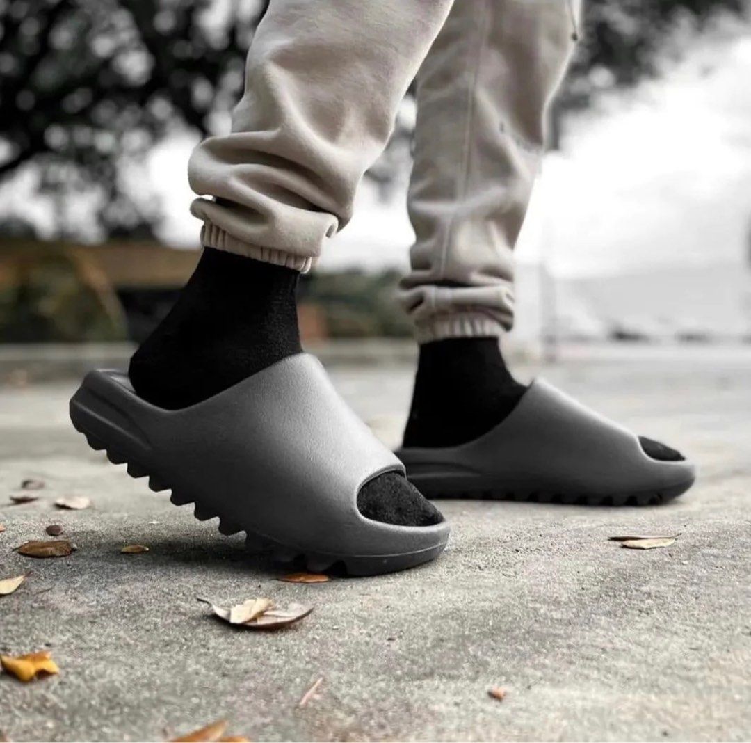 Adidas Yeezy Slides Slate Grey, Men's Fashion, Footwear, Slippers ...