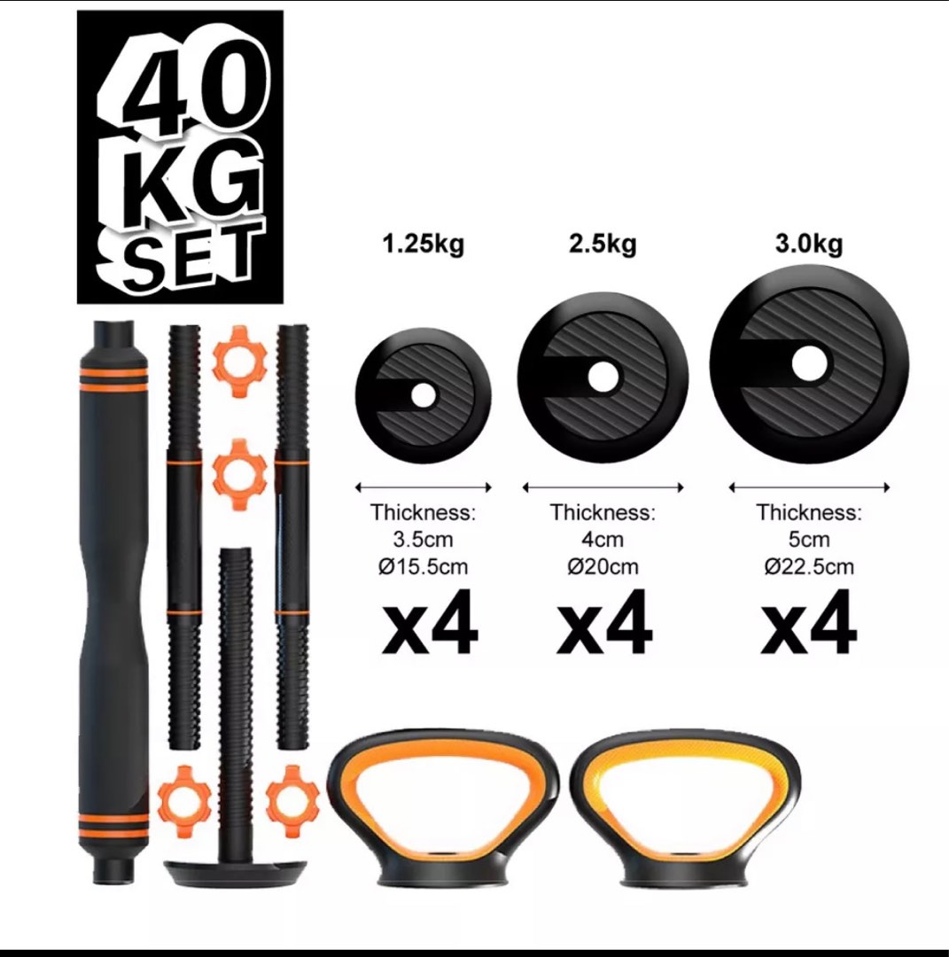Adjustable Weights dumbell 40kg, Sports Equipment, Exercise & Fitness