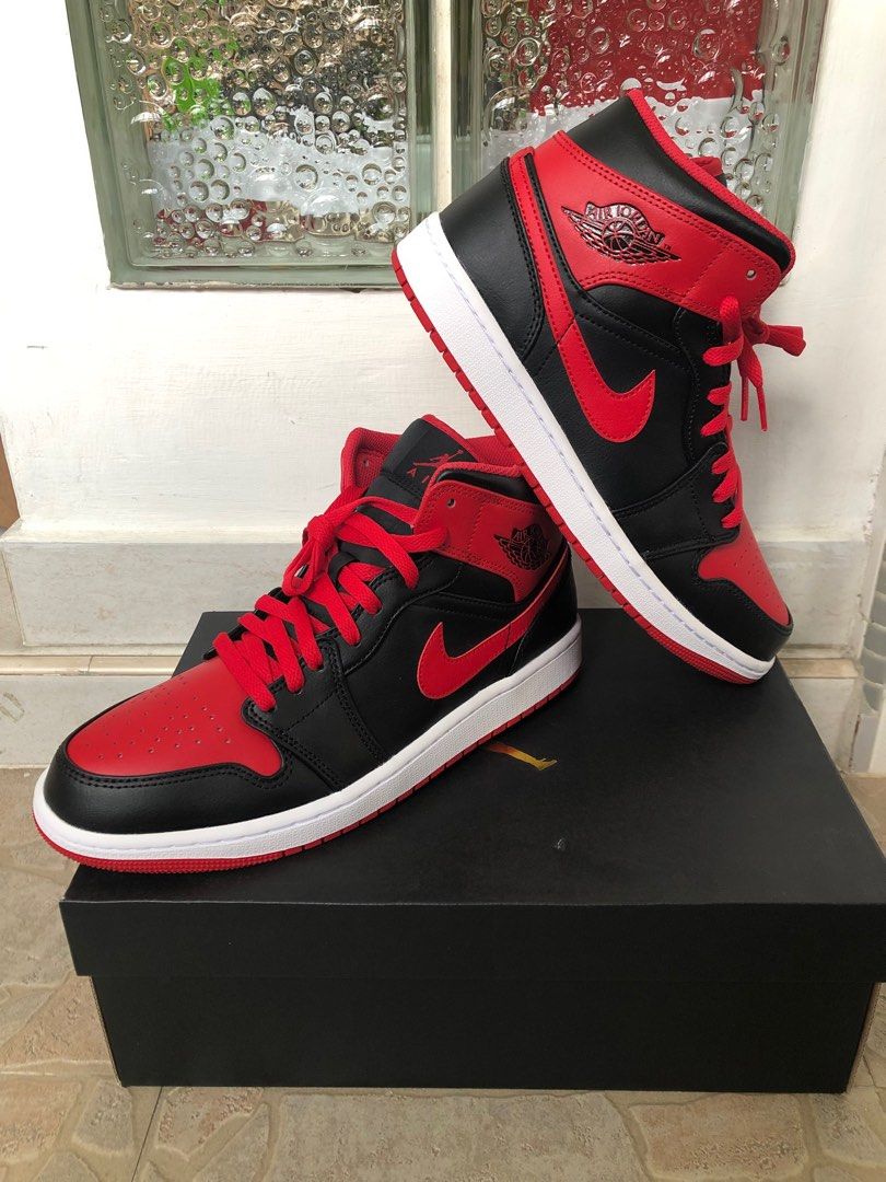Nike air jordan clearance 1 mid red black
