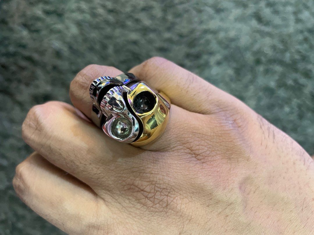 Alexander mcqueen enamel skull ring cheap