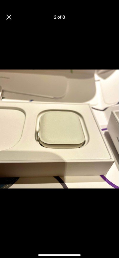 Apple Watch Series 8 41mm Starlight (Category: Wearables & Smart Watches) located in Puerto Princesa. Submitted by gmsdecano_em2 (Listing ID 1249569973, Image 2). Description: Brand new and slightly used. Used for less than 2 months. Purchased last June 2023 from Power Mac Center 100% battery life. Charging cable included. Aluminum case with Starlight Sport Band included. Everything is fully functional ang in good working condition. Under warrant