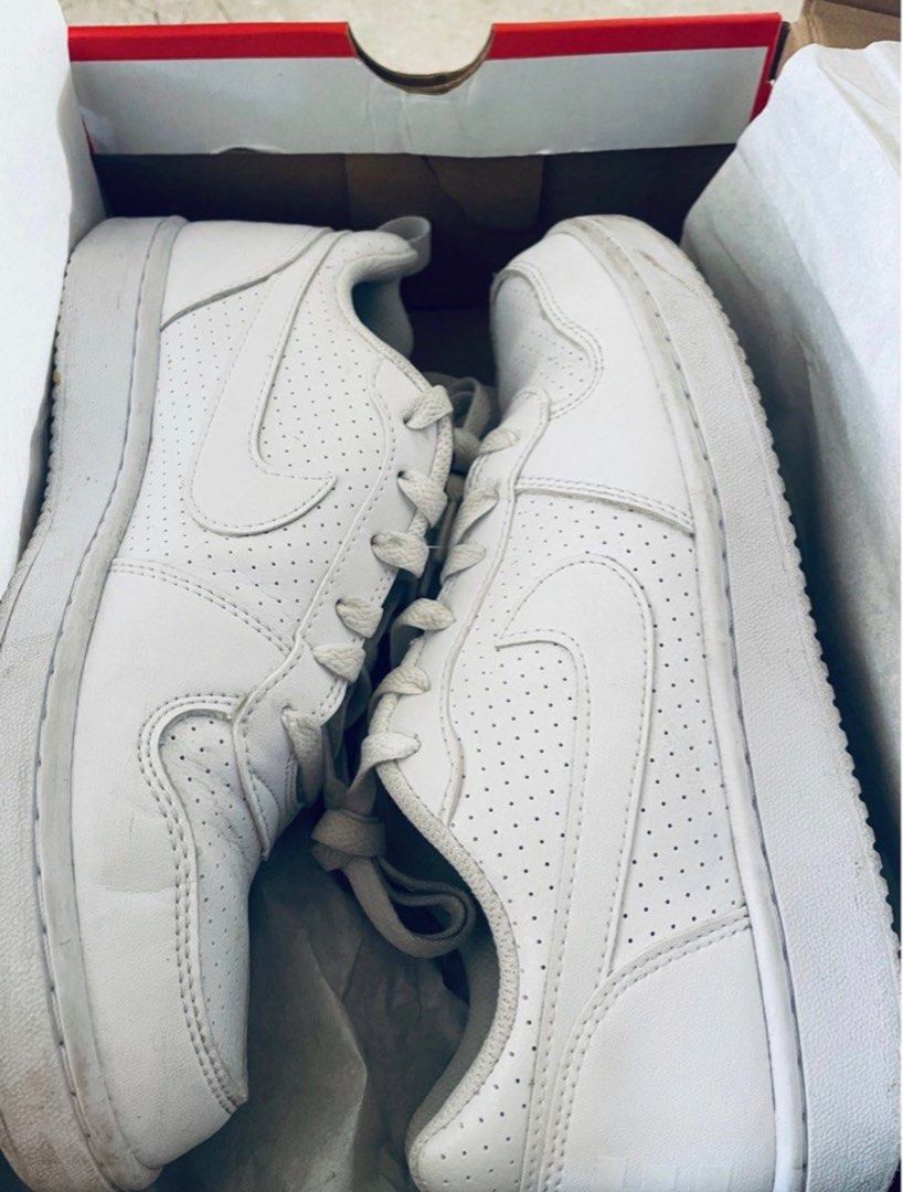 Authentic NIKE Pure White Running Walking Sports Shoes Street Style Sneakers. NIKE Vision Borough Low cut model