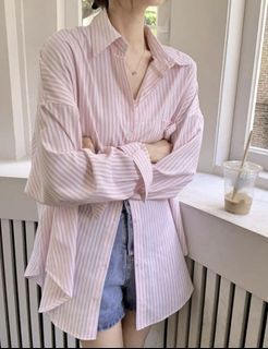 Baby Pink Oversized Polo Shirt