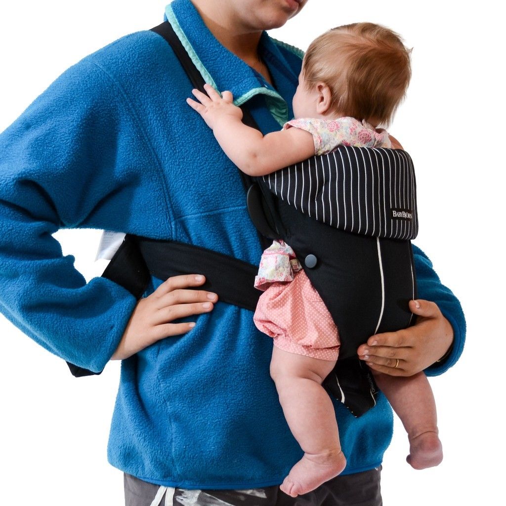BabyBj rn Original Cotton Baby Carrier in Dark Blue Stripe Babies