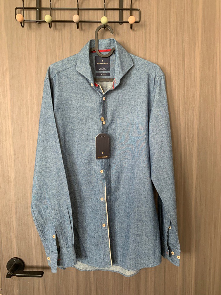 Benjamin Barker Blue Label Shirt, Men's Fashion, Tops & Sets, Formal