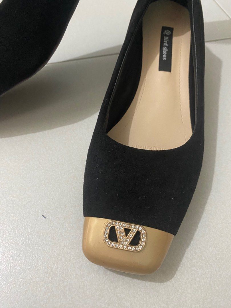 Black Gold Heels Women s Fashion Footwear Heels on Carousell