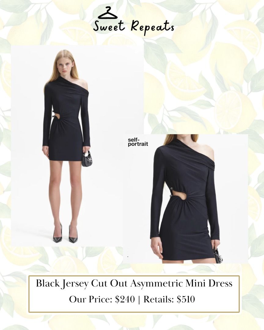 Self-Portrait Black Jersey Cut Out Mini Dress