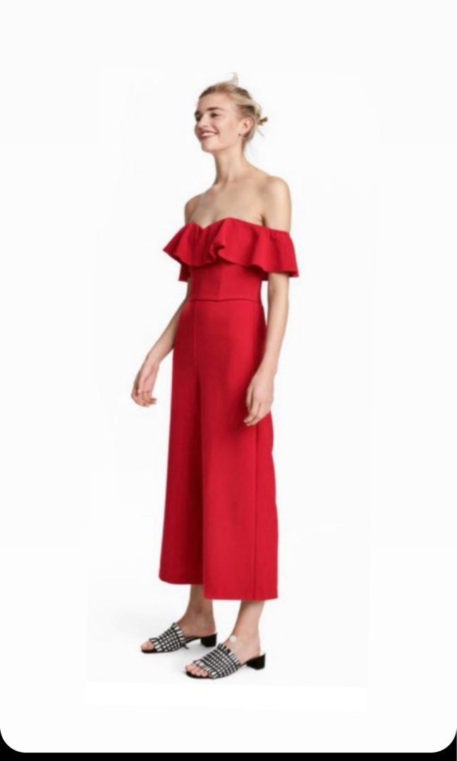BN H M Red off shoulder Jumpsuit