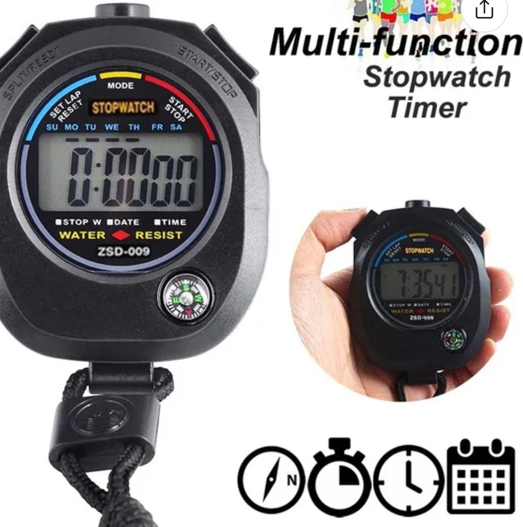 2 Pack Waterproof Digital Sport Stopwatch Timer Large LCD for Gym