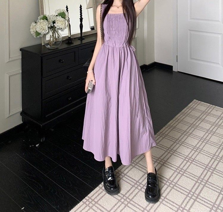 Purple midi new arrivals dress
