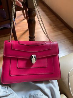 Serpenti Forever Pink Galuchat Bag with Malachite Eyes - Handbags