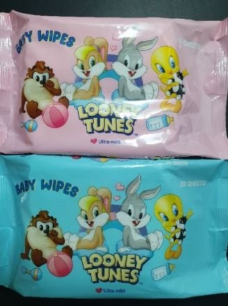 Bundle Of 4 2 Looney Tunes Baby Wipes 20s Face Wipe Cleansing Travel Makeup Wipes Facial Ultra Mild Wipe DL1711