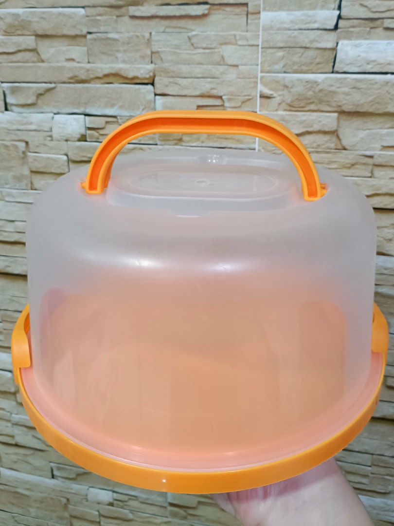 Vintage Tupperware Orange Round Cake Container Cake Storage