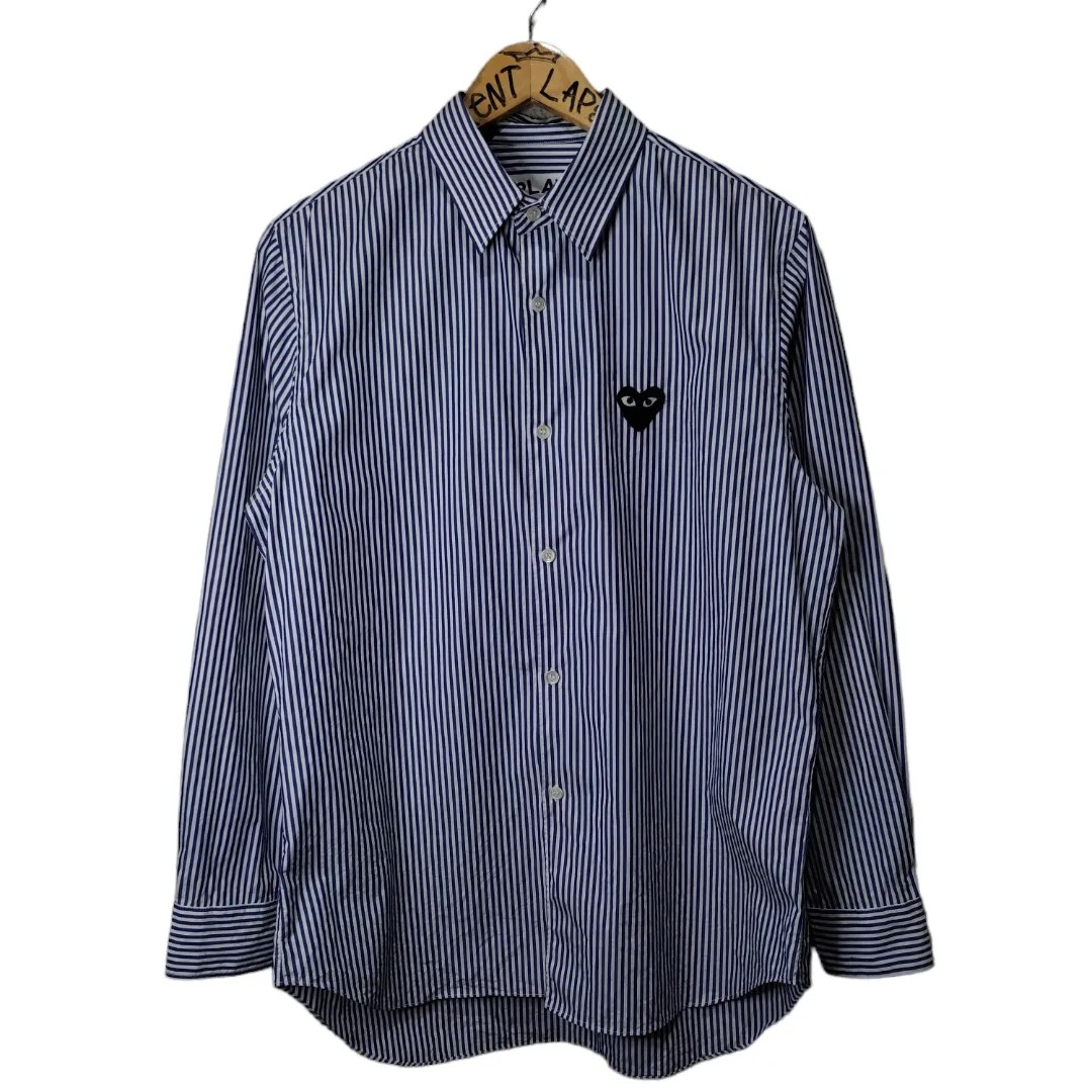 CDG PLAY BUTTON DOWN L/S, Men's Fashion, Tops & Sets, Formal Shirts on ...
