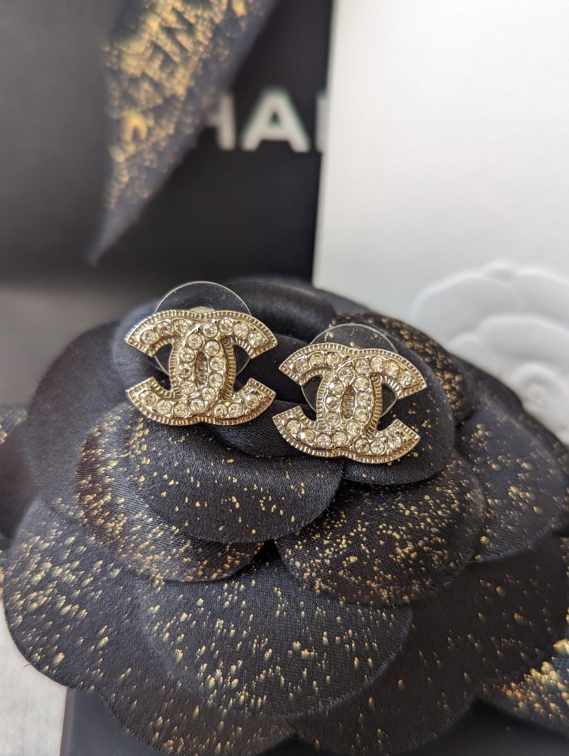 Chanel CC A13V Logo Classic Timeless Crystal SHW CocoMark Earrings, Women's  Fashion, Jewelry & Organisers, Earrings on Carousell