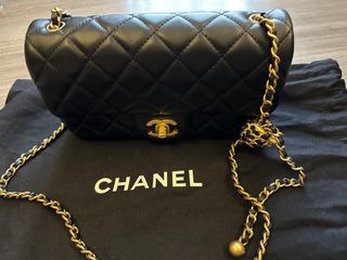 Replica Chanel Mini Classic Flap CF Bag Lambskin 17cm in Yellow