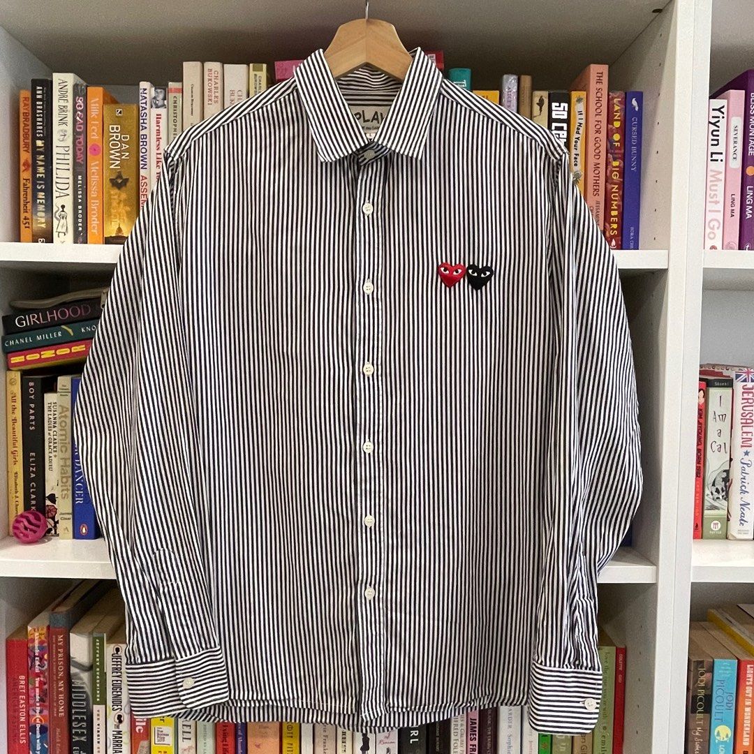 Comme des Garcons Play CDG Double Heart Striped Shirt